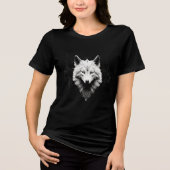 Sacred White Wolf – Geometric Spirit Design Tri-Blend Shirt (Vorderseite)