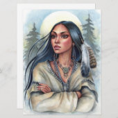 Sacro Feathers Native Woman Spirit Moon Art Card (Vorne/Hinten)