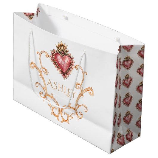 Sacro Heart Barock Personalisiert Große Geschenktüte (Vorderseite Schrägansicht)