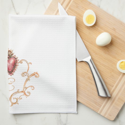 Sacro Heart Baroque Monogram Geschirrtuch (Viertel Falte)