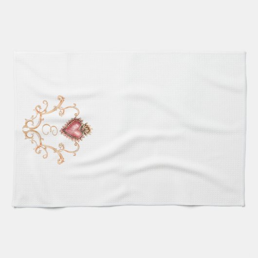 Sacro Heart Baroque Monogram Geschirrtuch (Horizontal)