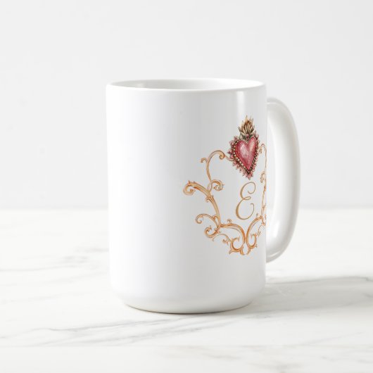 Sacro Heart Baroque Monogram Kaffeetasse (VorderseiteRechts)