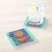 Sacro Heart Glass Untersetzer Kunstvoll rosa Kunst (Schrägansicht)