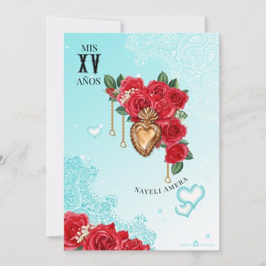 Sacro Heart Quinceanera Lowrider Chola Chicana Einladung (Rückseite)