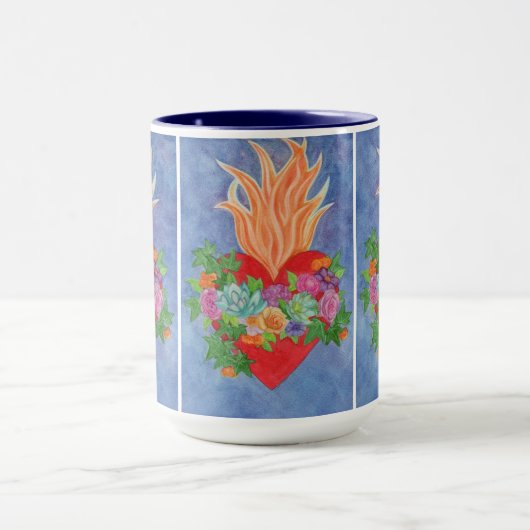 Sacro Heart Watercolor Blau Tasse (Zentrum)