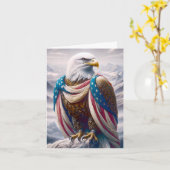 Sad Bald Adler mit amerikanischer Flagge Karte (Gelbe Blume)