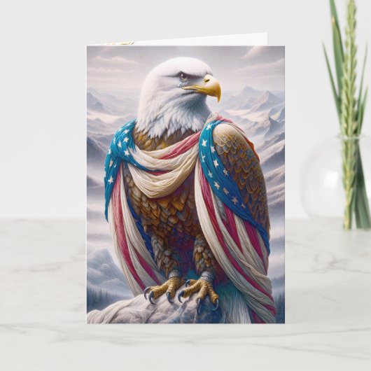 Sad Bald Eagle mit Flag 4. Juli Karte (Vorderseite)