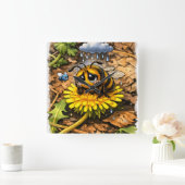 Sad Bee  Quadratische Wanduhr (Zuhause)