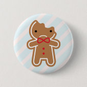 Sad Bitten Kawaii Gingerbread Man Button (Vorderseite)