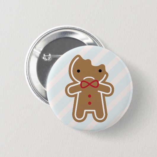 Sad Bitten Kawaii Gingerbread Man Button (Vorne & Hinten)