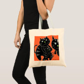 Sad Black Cat Family Tote Bag Tragetasche (Vorderseite (Produkt))