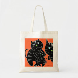Sad Black Cat Family Tote Bag Tragetasche