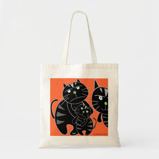 Sad Black Cat Family Tote Bag Tragetasche (Vorne)