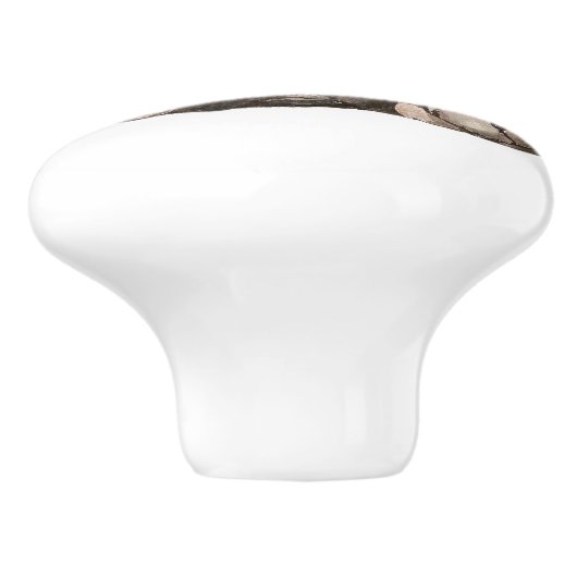 Sad Black Labrador Retriever Hund Tier Tier Keramikknauf (Seitenansicht)