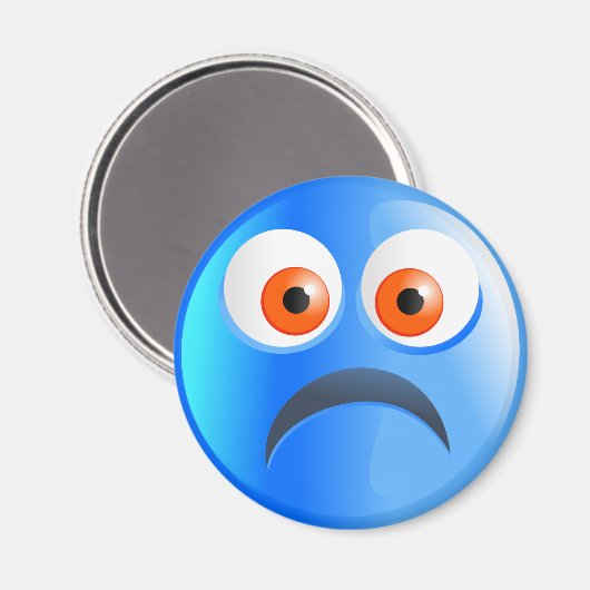 Sad Blue Smilie Magnet (Vorderseite/Rückseite)