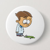 Sad Boy Scientist mit gebrochenem Experiment Button (Vorderseite)
