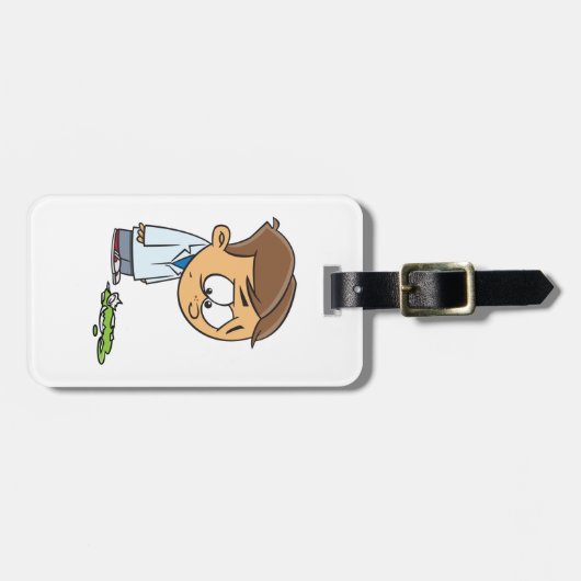 Sad Boy Scientist mit gebrochenem Experiment Gepäckanhänger (Vorderseite horizontal)