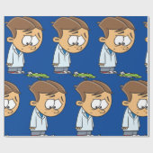 Sad Boy Scientist mit gebrochenem Experiment Geschenkpapier (Flach)