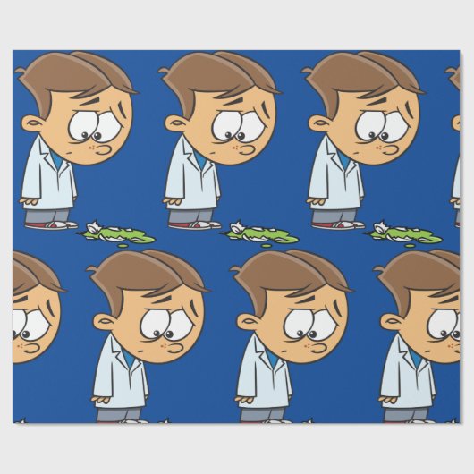 Sad Boy Scientist mit gebrochenem Experiment Geschenkpapier (Flach)