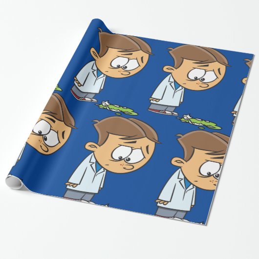 Sad Boy Scientist mit gebrochenem Experiment Geschenkpapier (Ungerollt)