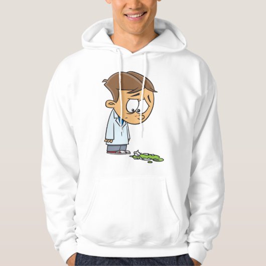 Sad Boy Scientist mit gebrochenem Experiment Hoodie (Vorderseite)