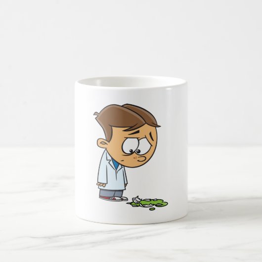 Sad Boy Scientist mit gebrochenem Experiment Kaffeetasse (Mittel)