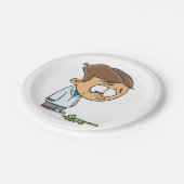 Sad Boy Scientist mit gebrochenem Experiment Pappteller (Schrägansicht)