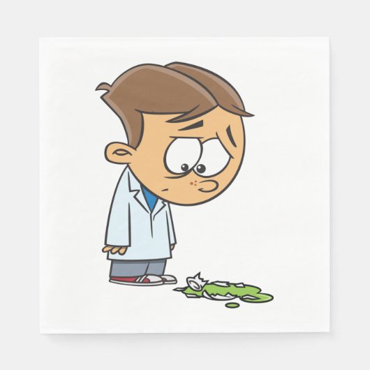 Sad Boy Scientist mit gebrochenem Experiment Serviette (Vorderseite)