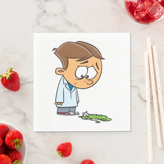 Sad Boy Scientist mit gebrochenem Experiment Serviette