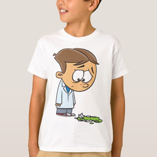 Sad Boy Scientist mit gebrochenem Experiment T-Shirt (Vorderseite)
