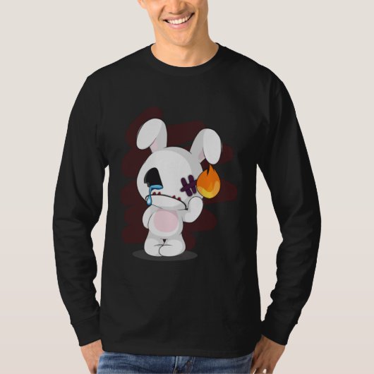 Sad Broken Niedlich Emo Creepy Bunny Goth Horror T-Shirt (Vorderseite)