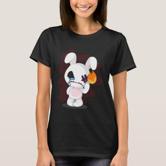 Sad Broken Niedlich Emo Creepy Bunny Goth Horror T-Shirt (Vorderseite)