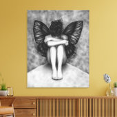 Sad Butterfly Girl Canvas Print Leinwanddruck (Insitu (Wohnzimmer))