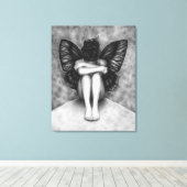 Sad Butterfly Girl Canvas Print Leinwanddruck (Insitu (Holzboden))