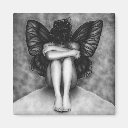 Sad Butterfly Girl Magnet (Vorne)