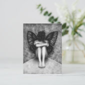 Sad Butterfly Girl Postcard Postkarte (Stehend Vorderseite)
