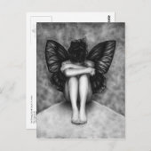 Sad Butterfly Girl Postcard Postkarte (Vorne/Hinten)