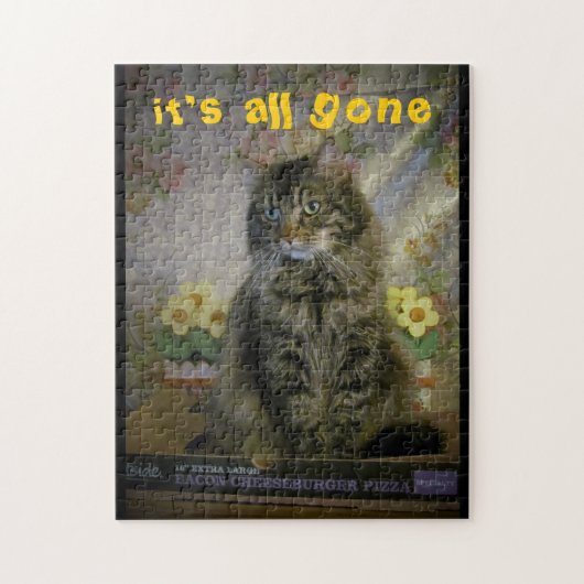 Sad Cat, Cheeseburger sind alle weg. Puzzle (Vertikal)