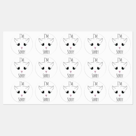 Sad Cat Face: Ich bedauere Etiketten (Blatt)