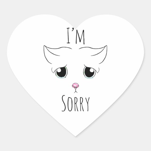 Sad Cat Face: Ich bedauere Herz-Aufkleber (Vorderseite)