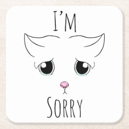 Sad Cat Face: Ich bedauere Rechteckiger Pappuntersetzer