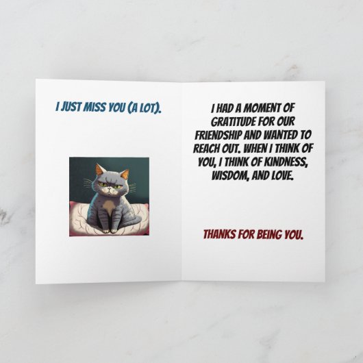 Sad Cat Thinking Karte (Innenseite)