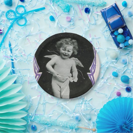 Sad Cherub Angel Print Pappteller (Party)