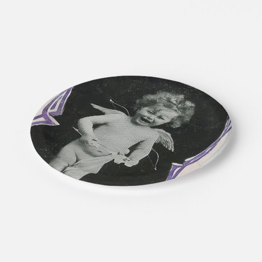 Sad Cherub Angel Print Pappteller (Schrägansicht)