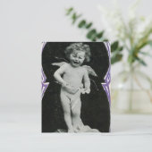 Sad Cherub Angel Print Postkarte (Stehend Vorderseite)