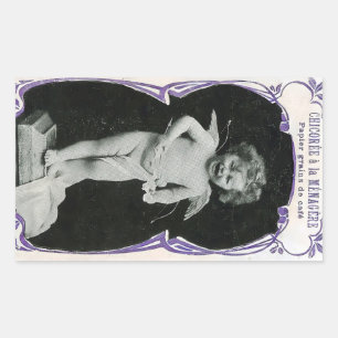 Sad Cherub Angel Print Rechteckiger Aufkleber
