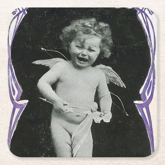 Sad Cherub Angel Print Rechteckiger Pappuntersetzer (Vorderseite)