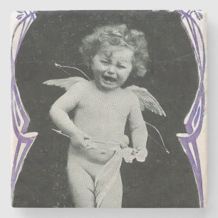 Sad Cherub Angel Print Steinuntersetzer
