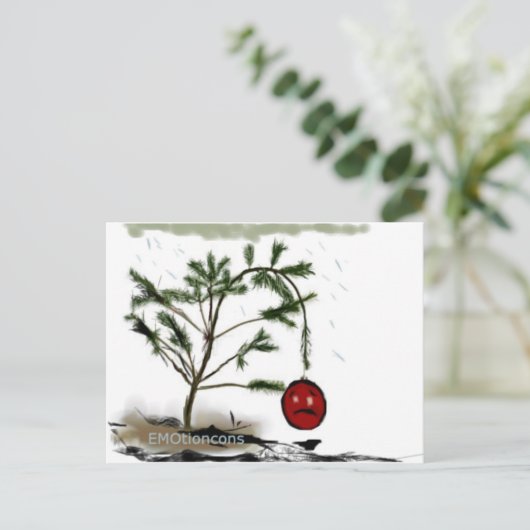 Sad Christmas Tree Feiertagspostkarte (Stehend Vorderseite)