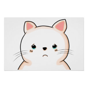 Sad Cry Cat Cartoon Niedlich Adorable Poster